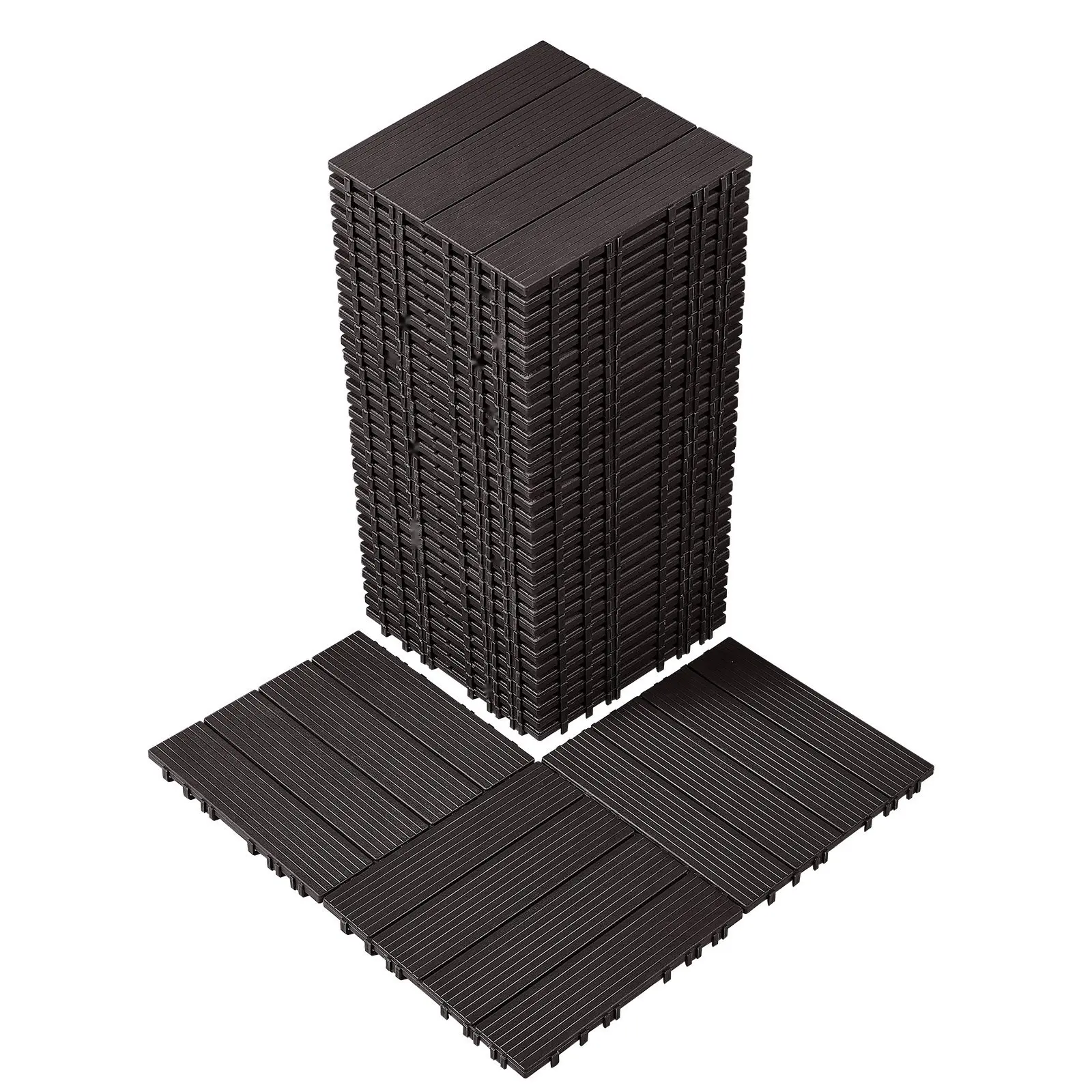 Interlocking Deck Tiles 36 Pack 12x12 Inch Waterproof For Porch Backyard Patio Dark Brown Durable Outdoor Flooring System With Easy Snap Locking Interlocks For Quick Installation And Weather Resistant Performance