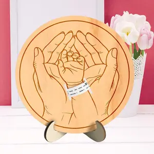 Wooden Baby Infant Hand & Foot Print Frame, Baby Shower Gender Reveal Party Decorative Plaque, Newborn Welcome Party Decoration, Gifts for New Parents