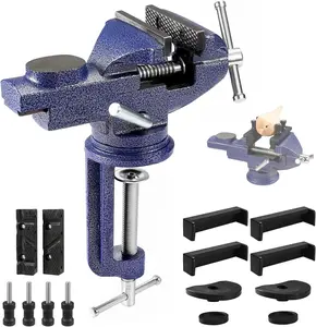 Table Vise, 3" Bench Vise Universal Rotate 360 Work Clamp-On Vise, Table Vice clamp With Multifunctional Jaw for Woodworking, Drilling, , Metal Working