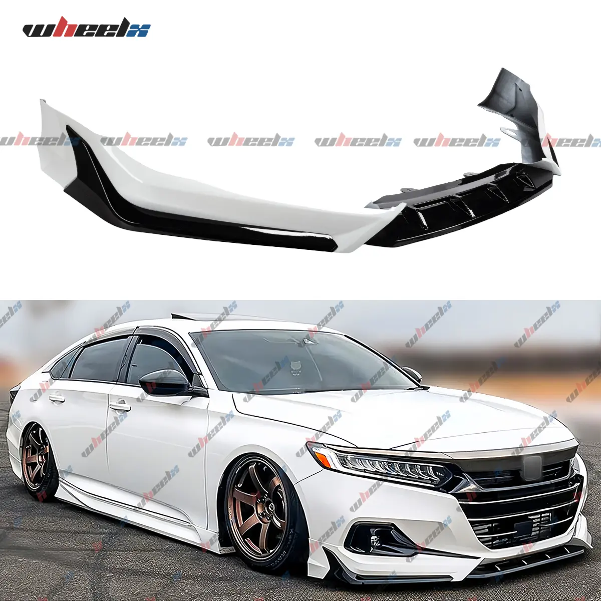 2021-2022 Honda Accord All Models | ACR Style 3-Piece Front Bumper Lip Spoiler Kit | Platinum White Pearl (Color Code -883P) , Three-Pieces