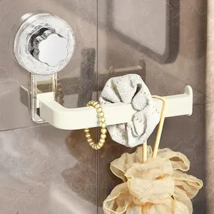 1pc Bathroom kitchen suction cup tissue holder, no punching, light luxury, creative hanging, towel storage rack, household wall mounted cloth holder