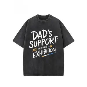 Unisex Heavy 230gsm T shirt with Vintage Street Style Loose Shoulder Drop Fit Geometric Pattern Print and All Season Machine Washable Casual Wear Ideal for Dads Husbands and Grandfathers