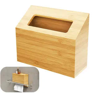 NiHome Hand Towel Box Cover for Kleenex, Natural Bamboo Tissue Box Cover for Home, Office, Bathroom Decor, Fits Trapezium Kleenex Hand Towels Sizes