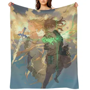 Zelda Fall Throw Blanket For Men Womens Winter Travel Nap Link Princess Watercolor Clouds Flannel Blankets Office Camping Air Conditioned Quilt All Season Soft Warm Plush Bedding Throws Sofa Cars Decor Girls Christmas Gift Super Cozy Blanket