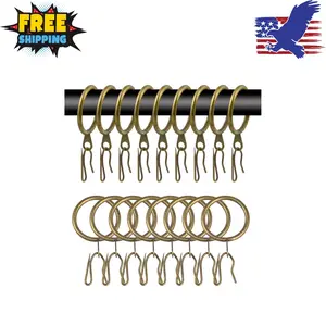 40 Pcs Metal Curtain Rings & Hooks - 30 mm Internal Diameter Decorative Curtain Hanging Rings (Green Bronze)