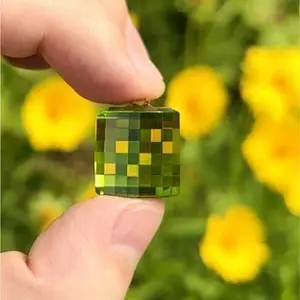 3 Pack Pixel Filter Keychain Mosaic Mirror Keyring Creative Square Optical Illusion Pendant for Unique Style Green Cube Design