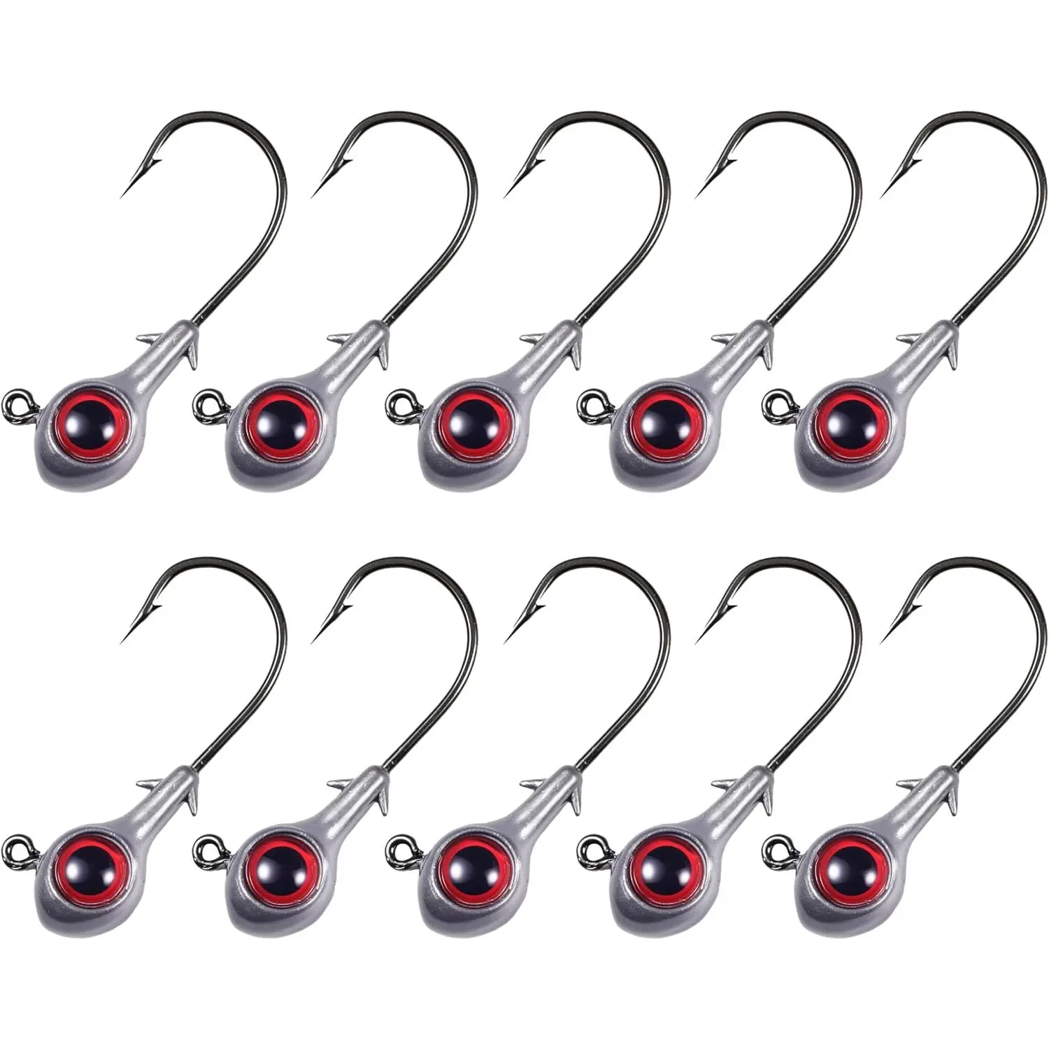 Swimbait Jig Heads with Oversized 3D Eyes, 10pcs High Carbon Steel Artificial Lures for Bass, Trout, Walleye & Redfish (1/8oz-3/8oz), Bass Fishing Gear, Fishing Lure Jigs