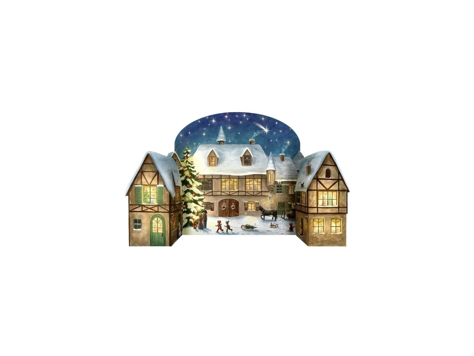 Korsch Verlag 11751 10.5 x 23 x 0.1 in. Advent Calendar - Stand-up Christmas Eve in the Village with Topper