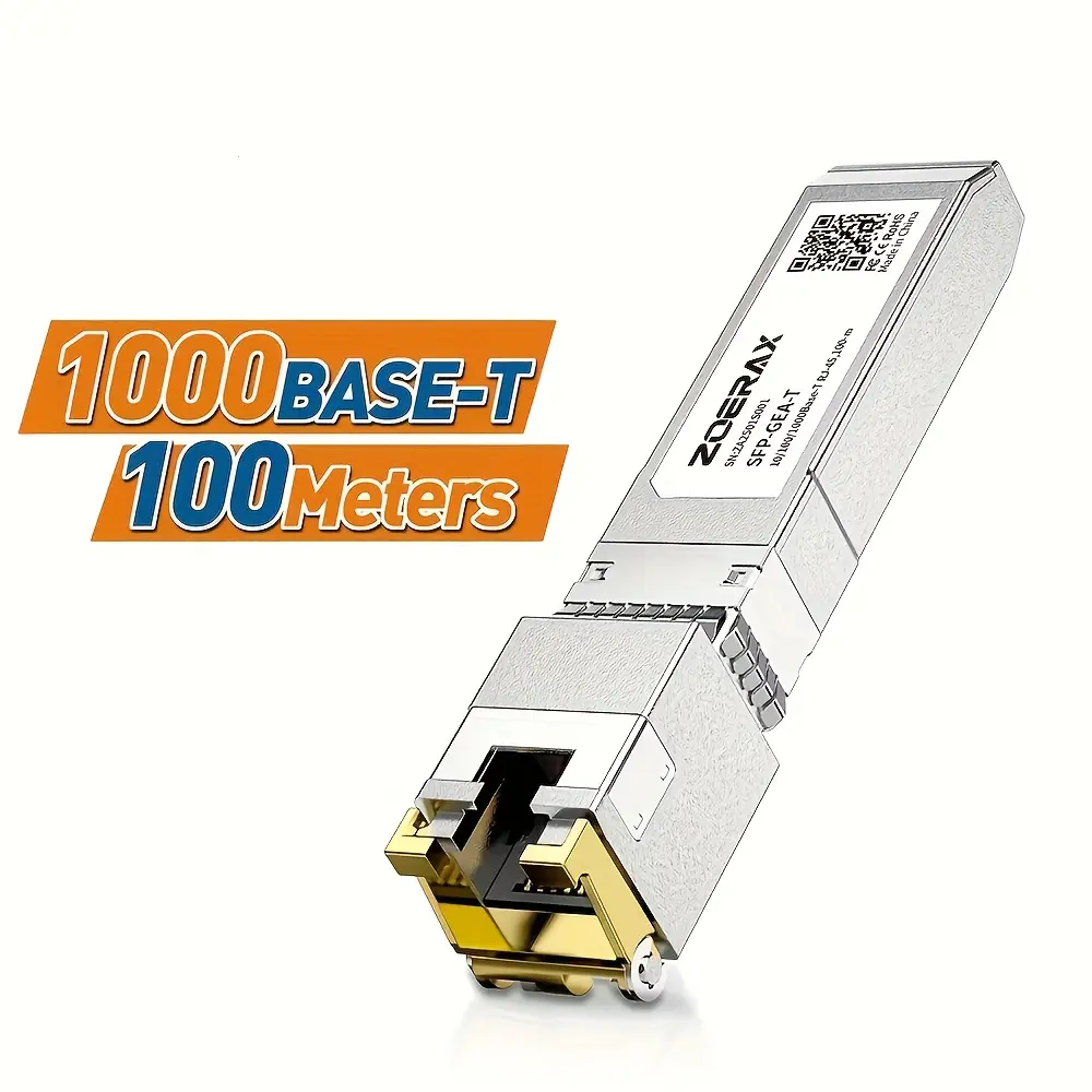 Zoerax SFP-GEA-T 1.25G SFP+ to RJ45 Copper Transceiver Module for Gigabit Ethernet IEEE 802.3ab 1000BASE-T 100M Cat5e/Cat6 Cable Compatibility, Data Centers, Buildings