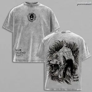 Escanor Lion Sin of Pride T-Shirt Roaring Lion Manga Artwork Vintage Washed Oversized Japanese Anime Streetwear Heavy Cotton Unisex Retro Tee Gift For SDS Fans 84A