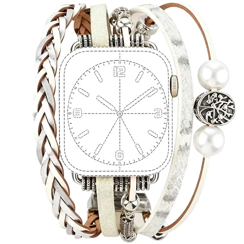 Handmade Vintage Braided PU Leather Apple Watch Band, Replacement Strap, Smartwatch Strap for Apple Watch Ultra 2 & Series 10-1, Fits 38/40/41mm/42/44/45/46/49mm, Smart Watch Accessories, Smartwatch Accessory, Smart Watch Straps