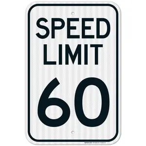 Speed Limit 60 Mph Sign, 12X8 Inches, Rust Free .063 Aluminum, Fade Resistant, Made In USA By Sigo Signs