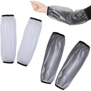 2 Pairs TPU Arm Sleeves Covers,  Soft  Oilproof Oversleeves Protector for Arm with Elastic on Cuffs
