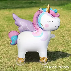 Walking Animal Balloons 6PCS 8PCS  with Wheels Pull Along Foil Balloon Toy Kids Party Balloons Self Standing Animal Balloons for Birthday Party Jungle Safari Theme Baby Shower Outdoor Play Kids Party Decoration Toy tools