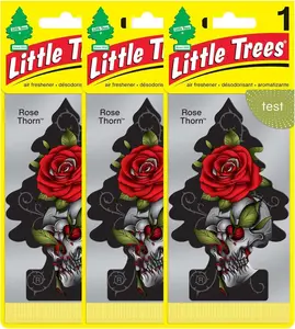 Little Trees Car Air Freshener | Hanging Paper Tree for Home or Car | Rose Thorn | 6 Pack