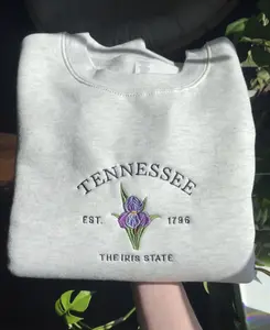 Tennessee Iris Embroidered State Flower Crewneck Sweatshirt
