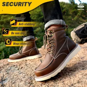 Men's High Top Safety Work Shoes - Anti-Smash, Anti-Puncture, Non-Slip, Durable, Suitable for Construction, Outdoor and Casual Wear, Black Upper, Rubber Sole,Outdoor Work Shoes | Puncture-resistant boots | Synthetic boots Boy Footw Closed Footwear