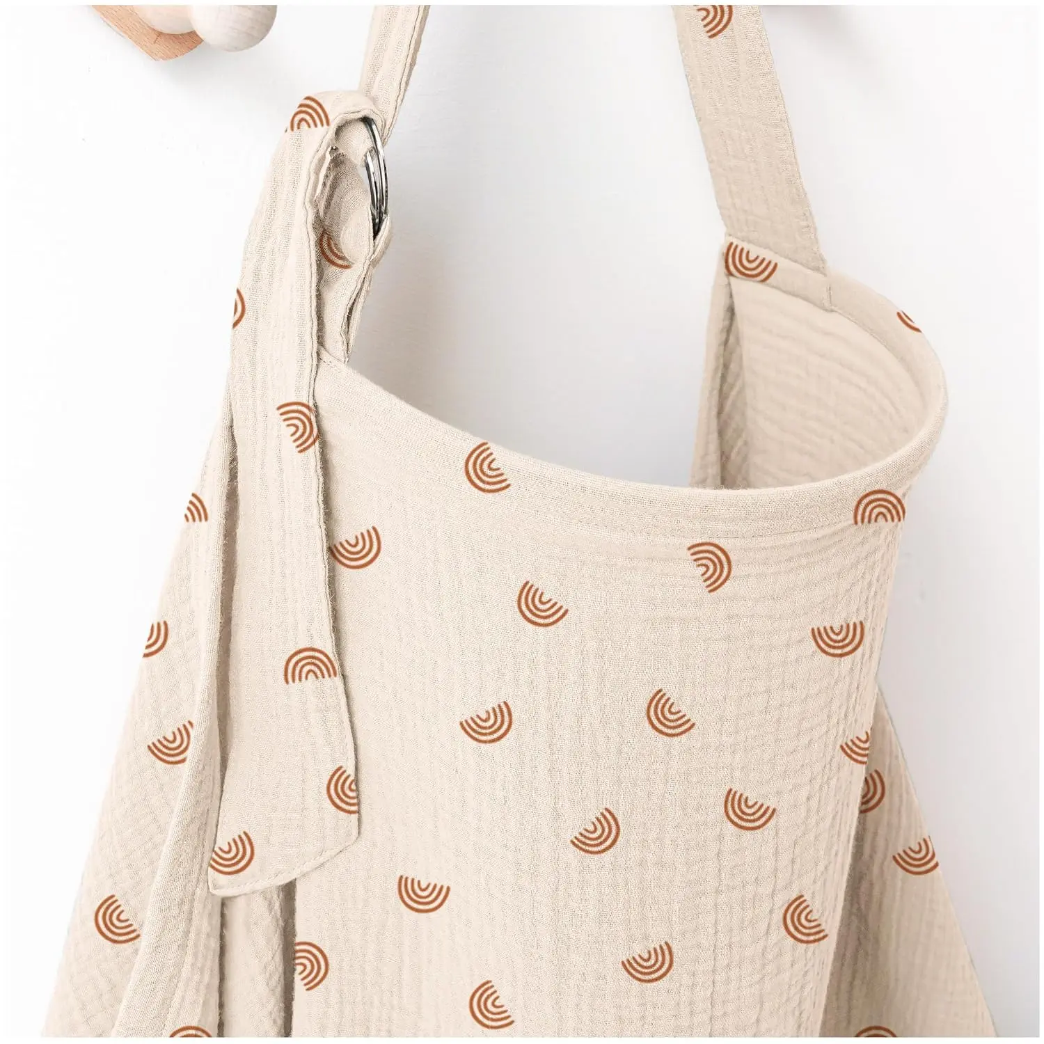 Muslin Nursing Covers for Breastfeeding, Privacy Breast Feeding Cover with Arch Neckline for Mom and Baby, Breathable 100% Cotton Nursing Apron Multi-use Stroller Cover