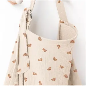 Mothers Day Gift Muslin Nursing Covers for Breastfeeding, Privacy Breast Feeding Cover with Arch Neckline for Mom and Baby, Breathable 100% Cotton Nursing Apron Multi-use Stroller Cover