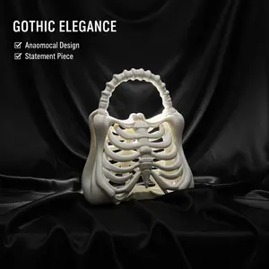 3D Printed Gothic Skeleton Rib Cage Handbag - Avant-Garde Statement Bag, Unique Aesthetic Tote, Perfect for Halloween & Daily Outfits