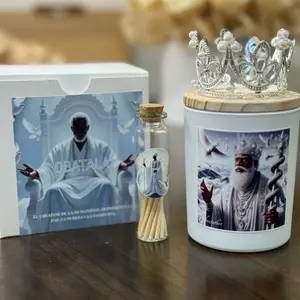 Obatala Candle with Crown Design in Glass Jar - Product Title