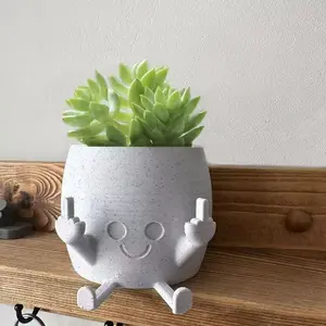 Middle Finger Planter Pot - Funny Smiling Resin Flower Pot for Succulents & Small Plants, Bold Indoor/Outdoor Decor (Perfect Troll Gift)