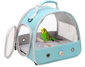 Small Bird Travel Cage Carrier, Portable Parrot Parakeet Carrier with Standing Perch and Comfy Mat, Budgies Carry Transport Bag for Vet Visit Shopping and Outdoor Adventure.