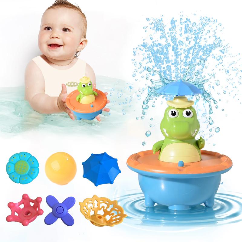 Bath Toys for Toddlers - Light Up Crocodile Fountain with 5 Spray Modes, ABS Plastic Bath Toy for Bathroom & Swimming Pool