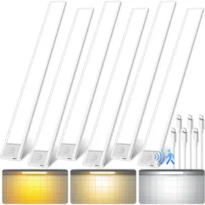 16 inch Under Cabinet Lighting, 80 LED Motion Sensor Closet Light, 1500mAh Rechargeable Battery Dimmable 3 Color Temperature Magnetic Wireless for Kitchen, Shelf, Stairs, Wardrobe, 6 Pack under counter lights