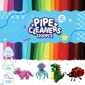 1200/572 Pcs Chenille Pipe Cleaners for Crafts – 24/13 Assorted Colors Fuzzy Sticks, DIY Art Supplies for Kids, Classroom Projects & Decorations