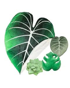 Green Philosophy Co. Big Green Bundle - 3 Plant Inspired Pillows and 1 Leaf Blanket