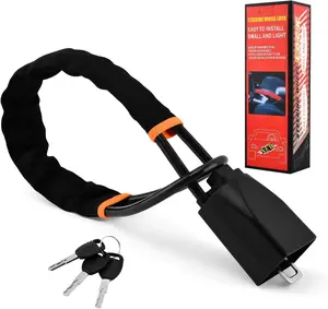 New Car Steering Wheel & Seat Belt Lock, Universal Anti-Theft Device Lock with 3 Keys for Car Security Fit Most Vehicles Truck SUV Van, High Visibility and Light-Weight, Easy to Store