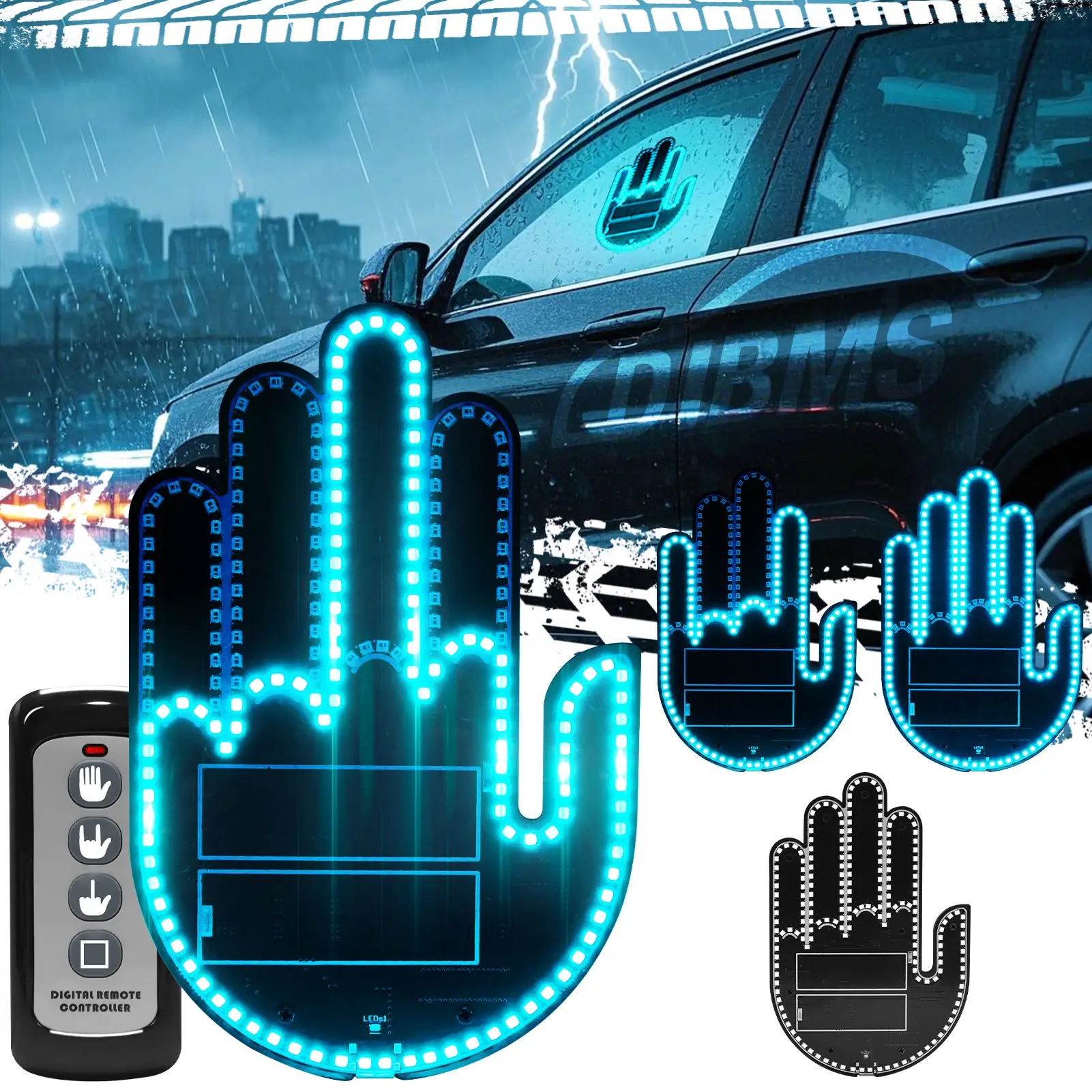 DIBMS 2025 New Car Gesture Lights with 3 Modes, Remote Control Car Kit, Rechargeable LED Rear Window Decoration for Expressing Emotions,Ambient Lighti