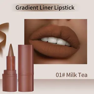 Women's 2-in-1 Soft Matte Velvet Lip Crayon Pen - Single Item, Nourishing Lipliner & Lipstick, Waterproof, Sweat-Proof, No Smudge, Long-Lasting Bright Color Cosmetic, Suitable for All Skin Types & 2 Key Occasions