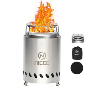 Smokeless Stainless Steel Fire Pit with Grill Grate, Ash Tray, Carry Bag, and Fireproof Mat for Outdoor and Tabletop Use