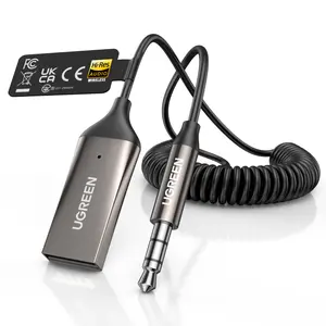 UGREEN Aux to Bluetooth 6.0 Car Adapter with LDAC, 3.5mm Aux Adapter Built-in Microphone, Car Bluetooth Audio Receiver for Hands-Free Calls Compatible with Speaker & Home Audio summerwins
