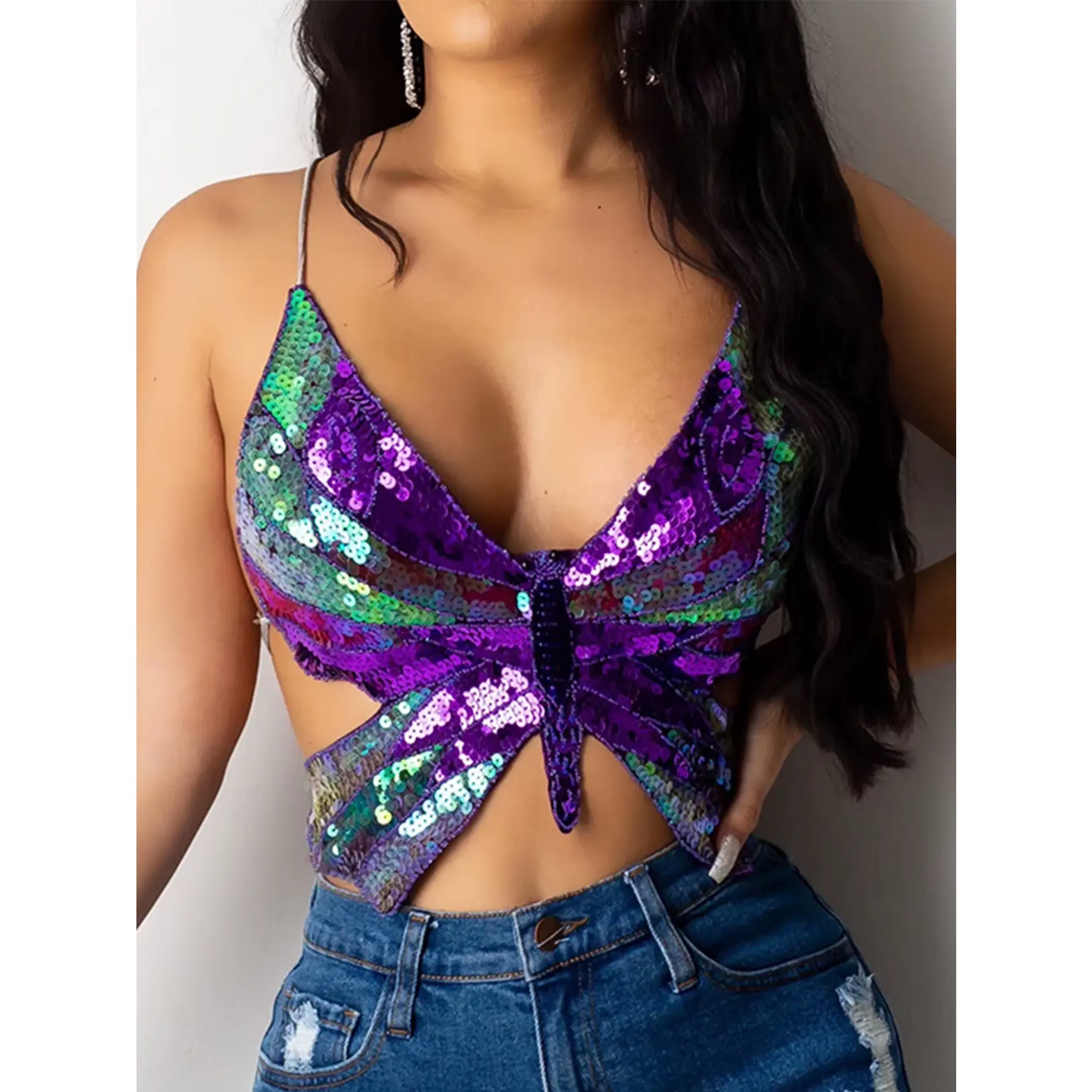 Fly Away Sequin Butterfly Top
