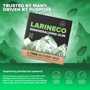 Larineco️ - Peppermint Remineralizing Gum with Nano Hydroxyapatite & Xylitol – Sugar Free – Dye-Free, Aspartame-Free – Natural Base – 18 Pieces