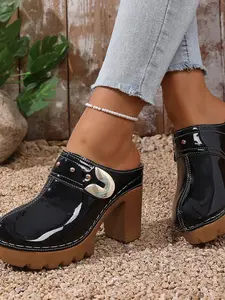 Spring Summer New Fashion Open Toe Thick Heel Sandals, Casual Comfortable Outdoor Wear, Versatile Pair with Skirts, Trendy Half Slippers