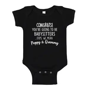 Funny Poppy & Grammy Pregnancy Announcement Bodysuit: Babysitter Reveal Gift