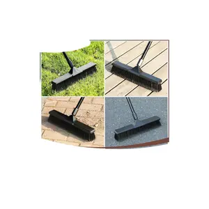 Eyliden Heavy Duty Push Broom 18" - Heavy-Duty, Stiff Bristles, 66" Long Handle - Sweeper Shop Brooms for Garage Concrete Sidewalk Driveway Yard Patio Deck Warehouse Sweeping, Sweep Snow (Black)