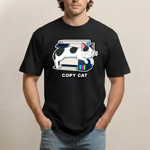 Funny "Copy Cat" Graphic T-Shirt - Premium Cotton Tee for Cat Lovers & Office Humor Enthusiasts - Comfort Fit, Unisex Sizing