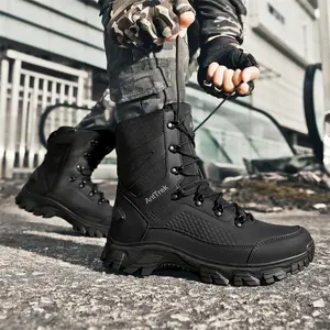Men's outdoor military boots, field training combat boots, warm, wear-re Worker sistant, anti-slip, and dirt-resistant Footwear Boy Footwear Boy Closed Walking Shoes Walking Shoes Sweat Black,Valentine's Day gift(Sheets)