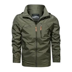 Men's Lightweight Waterproof Hiking Jacket - Windproof Hooded Outdoor Travel Coat with Zippered Chest Pockets, Machine Washable, Regular Fit (Spring, Autumn, Winter)