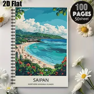 1 Saipan Beach Travel Spiral Notebook, 5.7x8.26 Inch, Durable Coil Binding, Vacation Journal for Summer Trips, Beach Getaway Notes, Travelers' Daily Planner, Perfect Gift for Holiday Travel Enthusiasts [2D] Flat