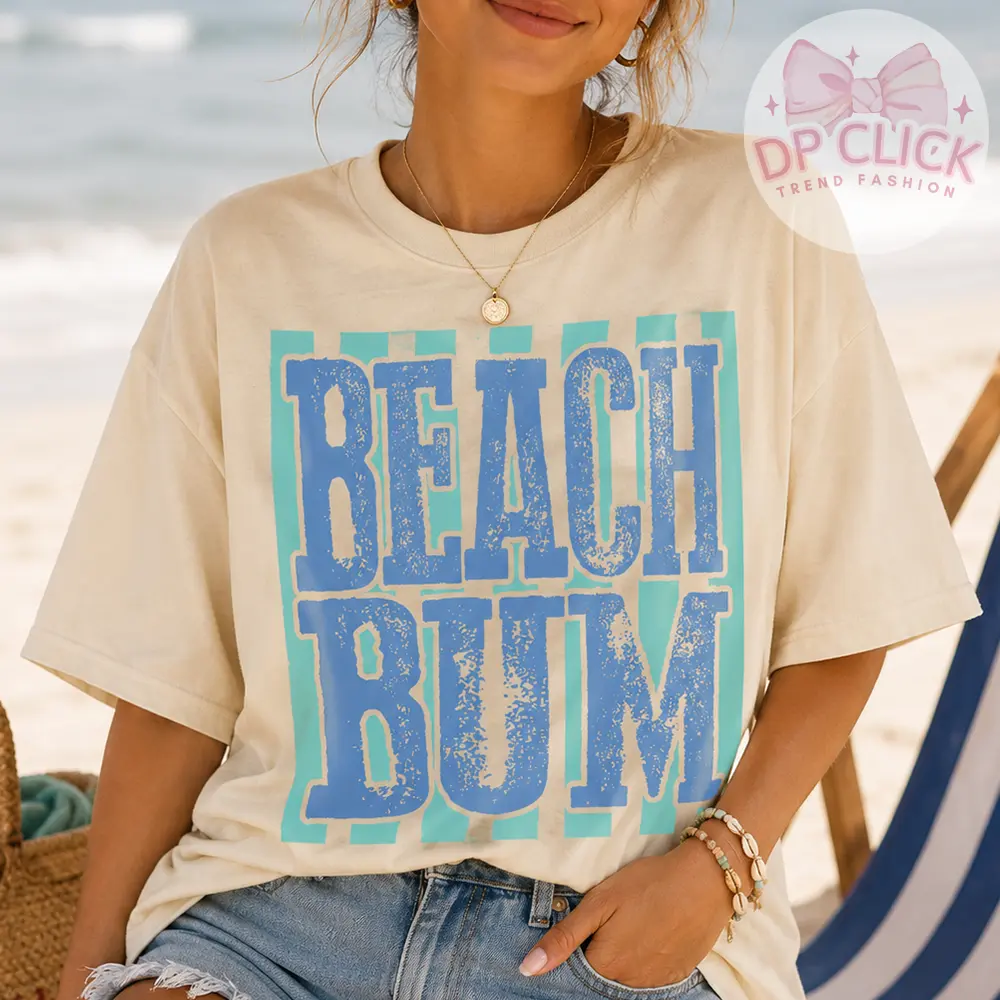 Comfort Colors Beach Bum  Shirt, Summer Vibes Women’s Vintage Vacation Tee, Salty Girl Retro Beach Shirt, Cute Girl Gift, Party Graphic T-Shirt – DPCLICK