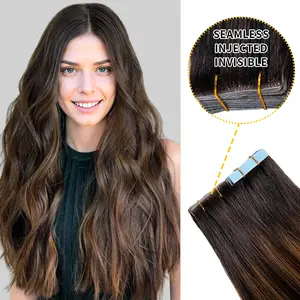 YILITEHAIR #P1B/6/T1B Natural Black Balayage Invisible Tape In Extensions  Virgin Human Hair Long Straight 20Pcs