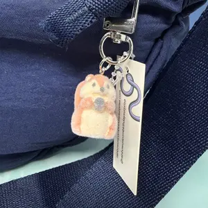 Mini Flocked Squirrel Keychain and Bag Charm