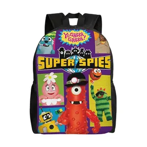 Cartoon Yo gabba gabba 17 Inch Backpack Yo gabba gabba toys Laptop Daypack Funny Yo gabba gabba party supplies travel backpack for Travel Work Camping Women Men for festivals, birthdays, parties gifts