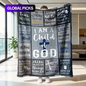 Biblical Verse Faith Flannel Blanket, Soft Skin-Friendly Warmth, Ideal for Sofa Bedroom Nap, Multi-Scene Use, Contemporary Style #GLOBAL PICKS